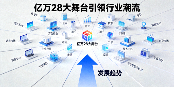 亿万28大舞台引领行业潮流示意图 - 箭头向上代表发展趋势