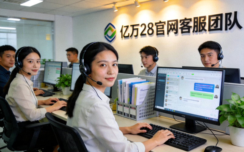 亿万28官网客服团队工作场景 - 专业的客服人员正在电脑前为用户提供在线支持