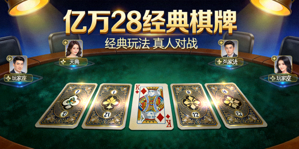 亿万28经典棋牌游戏场景 - 虚拟牌桌与精美卡牌展示